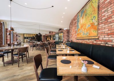 Travaux de transformation et de rénovation d’un restaurant à Genève, réalisé par l'atelier d'architecture MHArchitectes. ©MarielaHernandezArchitectes