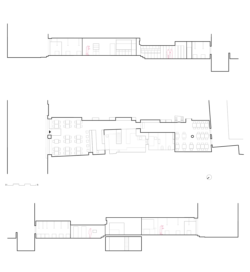 Travaux de transformation et de rénovation d’un restaurant à Genève, réalisés par l'atelier d'architecture MHArchitectes. ©MarielaHernandezArchitectes